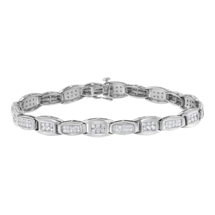 14K White Gold 2-1/2 Cttw Round-Brilliant & Baguette Cut Diamond 7
