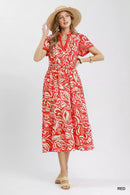 Umgee Paisley Print Midi Dress with Side Pockets