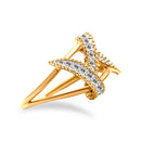 14K Yellow Gold Plated .925 Sterling Silver 1/4 Cttw Diamond Interlocking Bypass Ring (I-J Color, I1-I2 Clarity) - Size 7