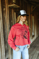 Feelin' Lucky Raw Hem V-Neck Crop Graphic Sweatshirt