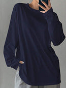 Interior Sunscreen Round Neck Long Sleeve Women's T-shirt Top