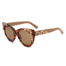 Rimless Floral-patterned Rhinestone Tortoiseshell-frame Sunglasses
