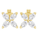14K White Gold 1/2 Cttw Marquise Diamond 8 Stone Floral Leaf Stud Earrings (H-I Color, SI1-SI2 Clarity)