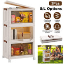3Pcs Foldable Storage Bins with Lid Front Magnetic Door Collapsible Stackable Closet Organizer Containers with 4Pcs 360¡ Rotatable Wheels 8Pcs Small W
