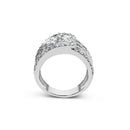 10K White Gold 2 1/2 Cttw Round and Baguette-Cut Diamond Multi-Row Bypass Ring (J-K Color, I2-I3 Clarity) - Ring Size 7