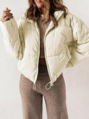 Stand-collar Puffer Cotton-padded Coat For Petite Figures