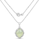 7.49 Carat Genuine Prehnite And White Topaz .925 Sterling Silver Pendant