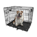 30inches Dogs Crate Folding Metal Pets Crates Double Door Puppy Cage Easy Set Up