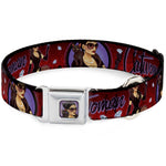 CATWOMAN Bombshell Face CLOSE-UP Red Seatbelt Buckle Collar - CATWOMAN Bombshell Pose/Diamonds Red/Purple/Black