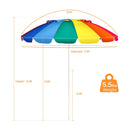 8FT Portable Beach Umbrella with Sand Anchor and Tilt Mechanism for Garden and Patio