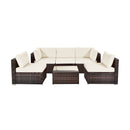 6 Pieces Patio Rattan Furniture Set with Cushions