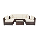 6 Pieces Patio Rattan Furniture Set with Cushions