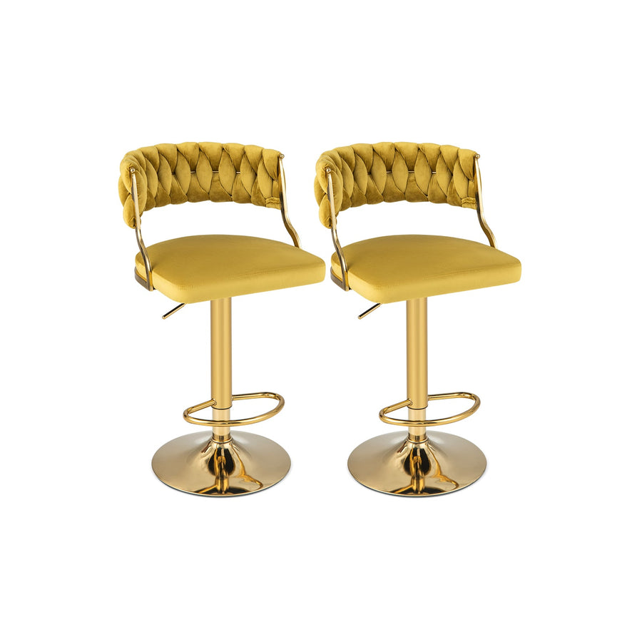 Swivel Barstool with Woven Back Set of 2 for Kitchen Island Cafe