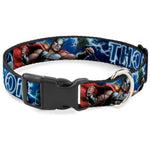 Plastic Clip Collar - Avengers THOR Hammer/Action Pose Galaxy Blues/White