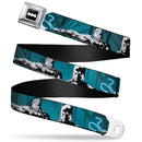 Batman Signal Full Color Black/White Seatbelt Belt - Batman Hush Grappling Hook/Standing Poses Aqua/Black/Grays Webbing