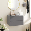 Floating Nightstand with Drawers and Storage Shelf