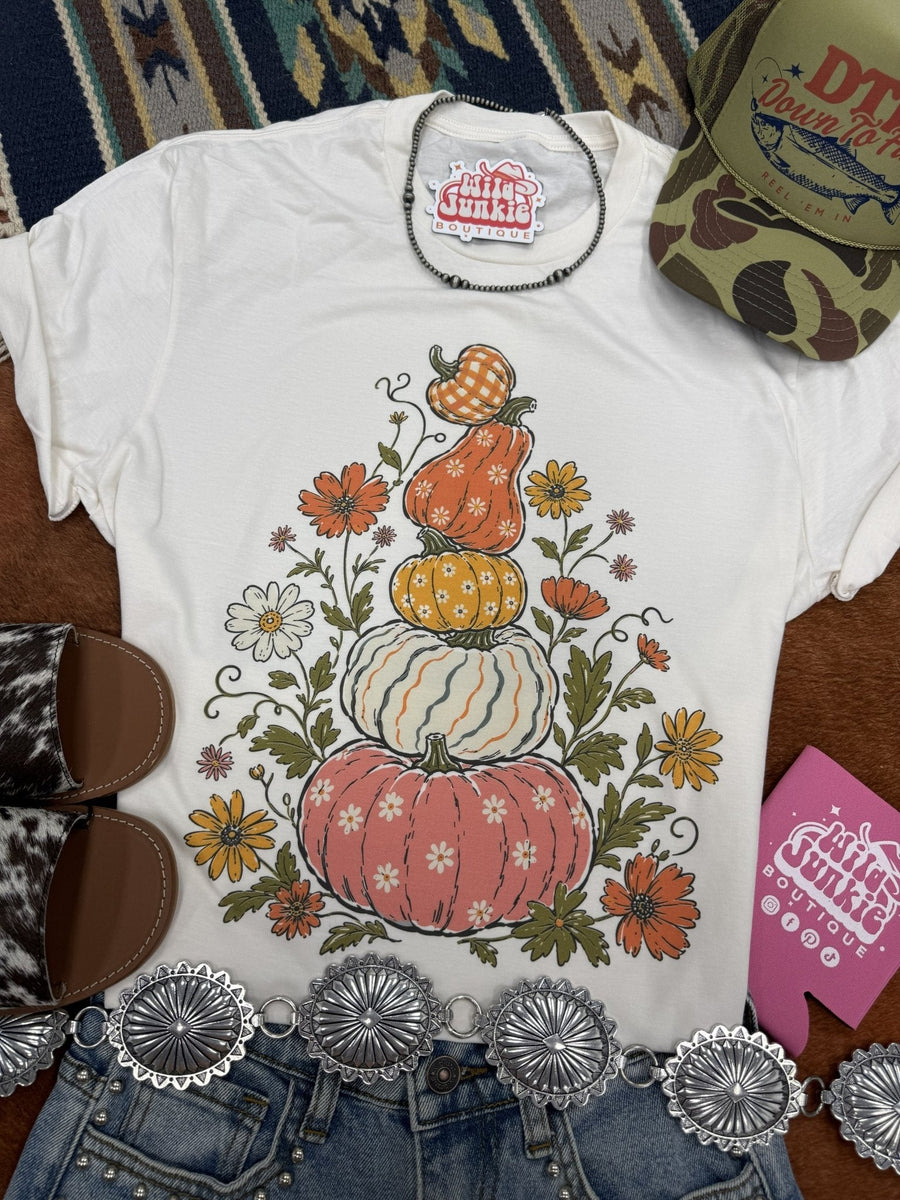 Floral Pumpkin Stack Graphic Tee