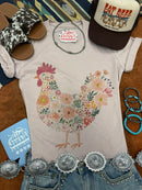 Floral Rooster Graphic Tee