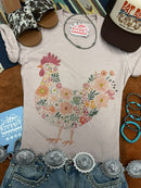 Floral Rooster Graphic Tee