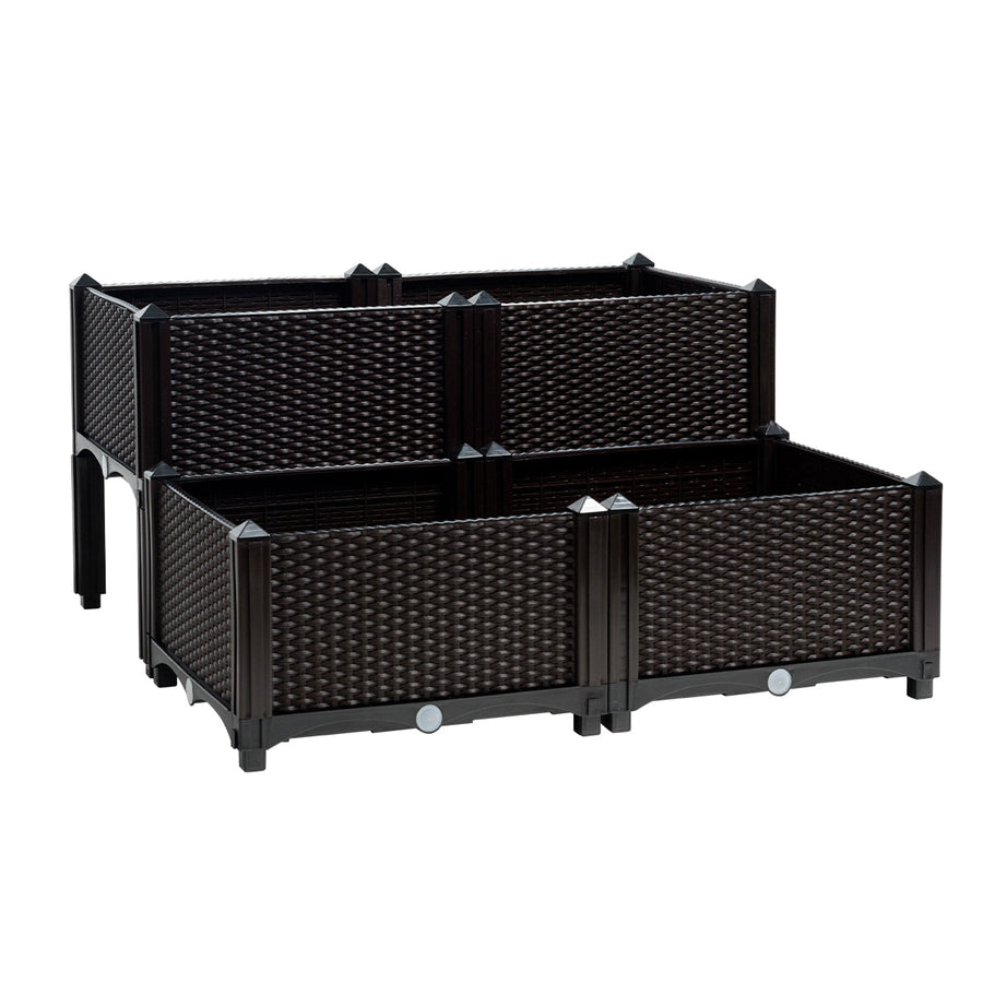 Set of 4 Elevated Flower Vegetable Herb Grow Planter Box