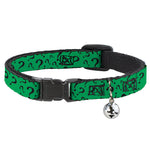 Cat Collar Breakaway - Question Mark Scattered3 Dark Green Black