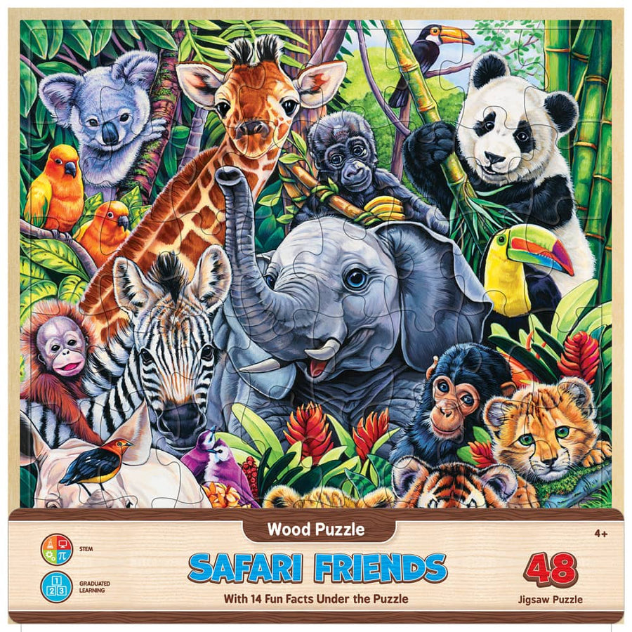 Wood Fun Facts - Safari Friends 48 Piece Wood Jigsaw Puzzle