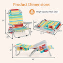Foldable Backpack Beach Chair with Cup Holder and Storage Pockets Set of 2