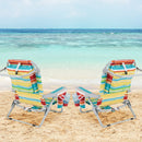 Foldable Backpack Beach Chair with Cup Holder and Storage Pockets Set of 2