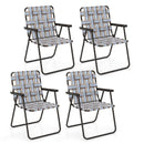 4 Pieces Folding Beach Chair Camping Lawn Webbing Chair