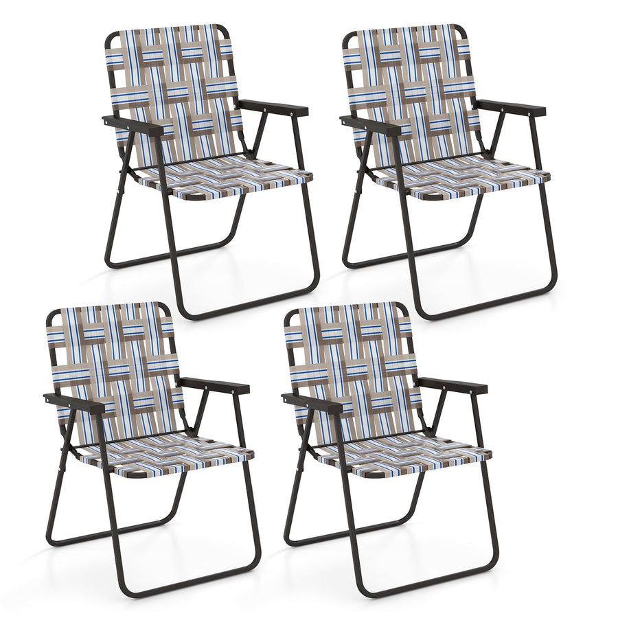 4 Pieces Folding Beach Chair Camping Lawn Webbing Chair
