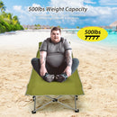 Folding Camping Cot with Side Storage Pocket Detachable Headrest