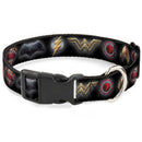 Plastic Clip Collar - Justice League 2017 6-Superhero Icons Black