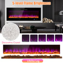 50/60 Inch Wall Mounted Recessed Electric Fireplace with Decorative Crystal and Log