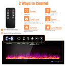 50/60 Inch Wall Mounted Recessed Electric Fireplace with Decorative Crystal and Log