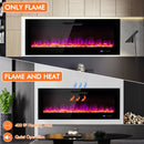 50/60 Inch Wall Mounted Recessed Electric Fireplace with Decorative Crystal and Log