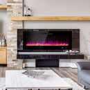 50/60 Inch Wall Mounted Recessed Electric Fireplace with Decorative Crystal and Log