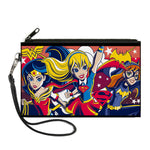 Canvas Zipper Wallet - LARGE - DC Super Hero Girls Trio Group Pose Logo Reds Blues