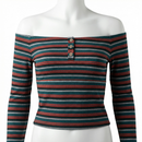 Ultra Flirt by Ikeddi Juniors Striped Off-The-Shoulder Top, Size Large