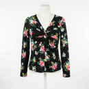 Ultra Flirt Juniors  Long Sleeve Knot Front Top Black Floral Print, Size Medium
