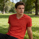 I.n.c. Mens Burnout Palm V-Neck T-Shirt, Size 3XL/Red
