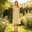 1.State Honeysuckle Flounce Sleeve Wrap Dress, Size 8
