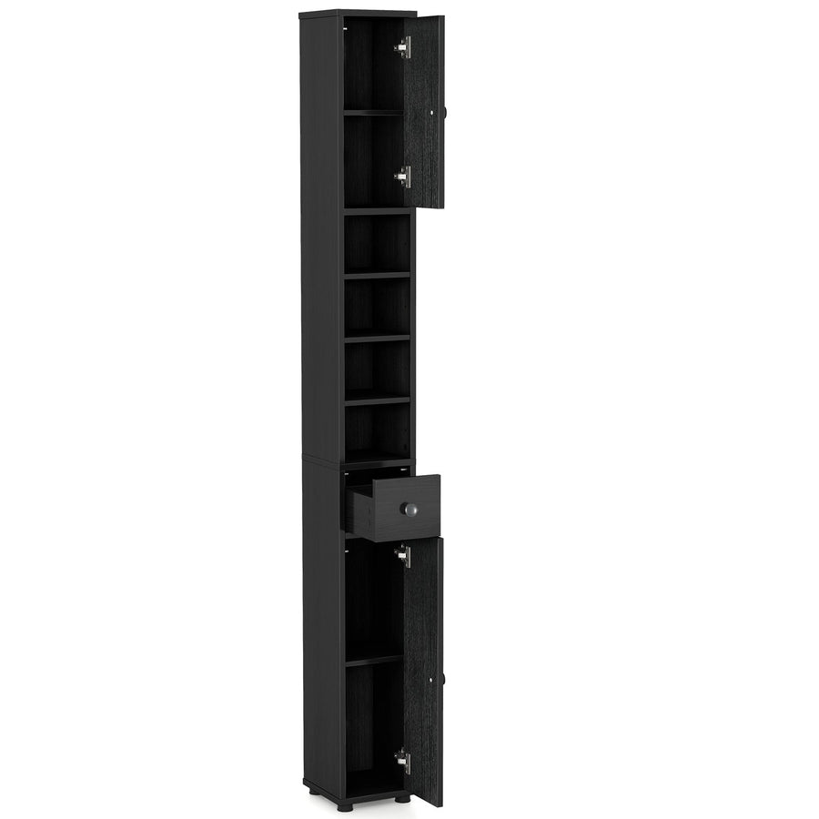 Freestanding Slim Bathroom Cabinet with Drawer and Adjustable Shelves