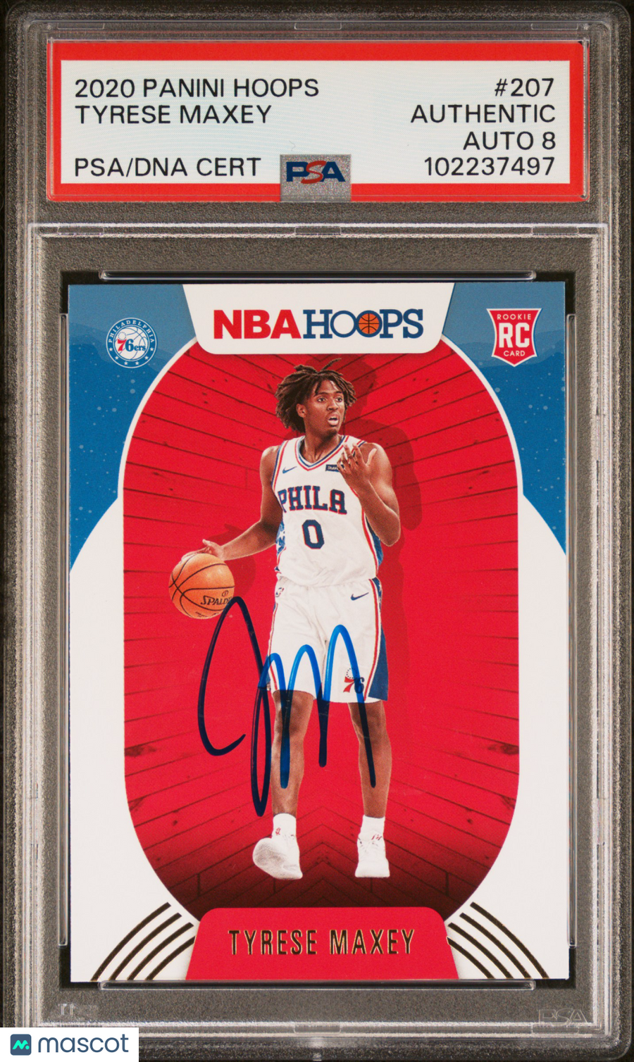 2020 Panini Hoops #207 Tyrese Maxey PSA Auto 8