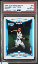 2008 Bowman Chrome Draft #41 Brandon Crawford signed card PSA 7 Auto 10