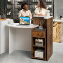 Front Reception Office Desk with Open Shelf and Drawer
