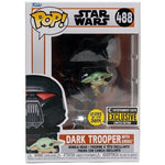Funko Pop! 488 - Star Wars: The Mandalorian Dark Trooper with Grogu Glow-in-the-Dark Pop! Vinyl Figure - Entertainment Earth Exclusive ToyShnip 