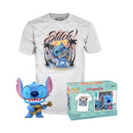 Funko Pop & Tee: Disney's Lilo & Stitch - Ukulele Stitch *Flocked* Adult Boxed Pop! T-Shirt (XL) & Pop! Spastic Pops 