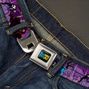 TEEN TITANS GO! Full Color Black Blue Yellow Seatbelt Belt - RAVEN/Trigon/Ghosts Cemetery Poses Purples Webbing