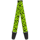 Guitar Strap - Question Mark Scattered Lime Green Black