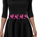 Cinch Waist Belt - Diagonal Superman Logo w Hearts Black Pink